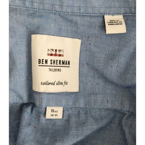 Ben Shermam Tailoring Long Sleeve Button Down Shirt Size 16.5 Tailored Slim Fit - Picture 6 of 7